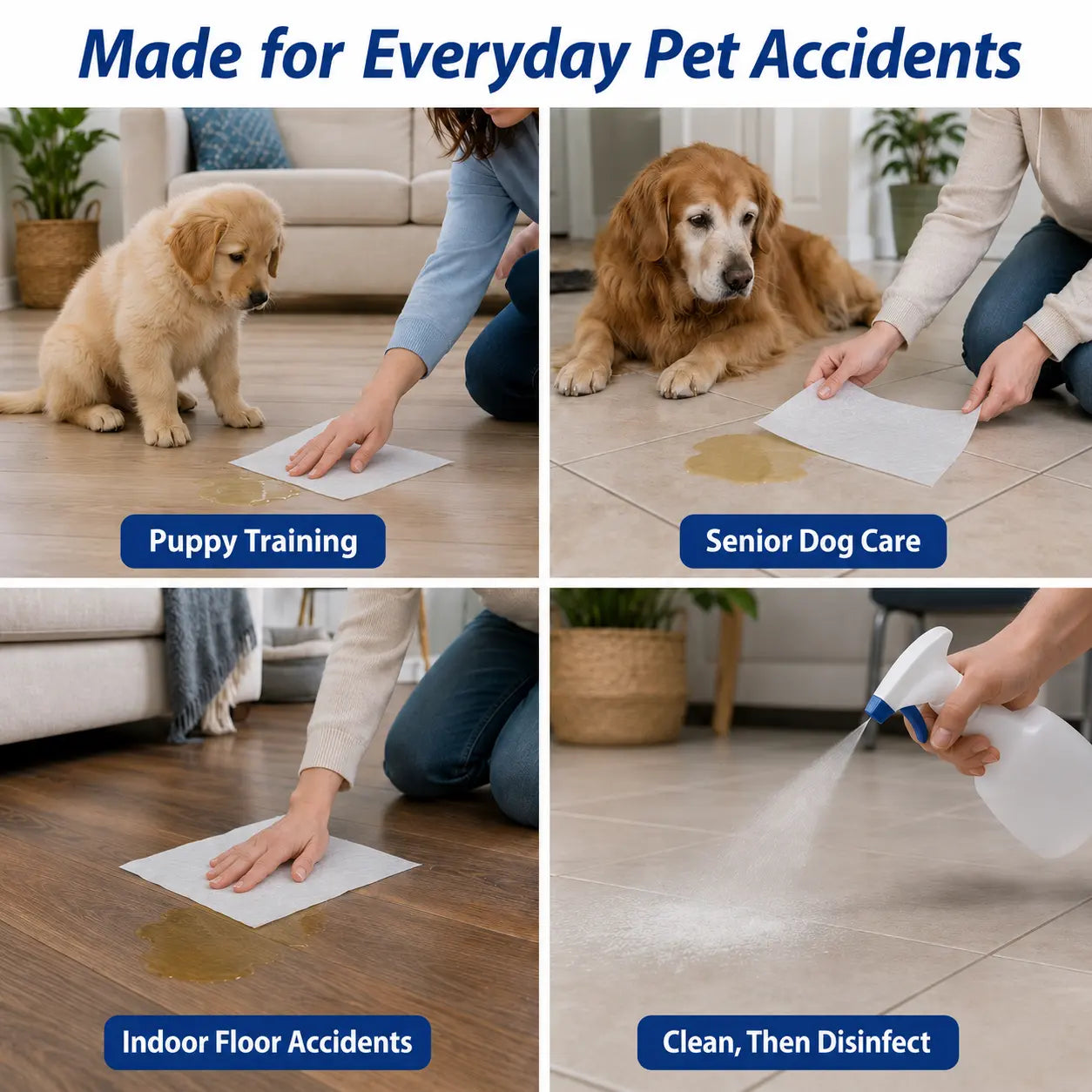 L&W BROS. Pet Absorbent Sheets, Not Traditional Pee Pads, Quick Absorbent Paper Towels for Dog Pee Stain & Odor Remover