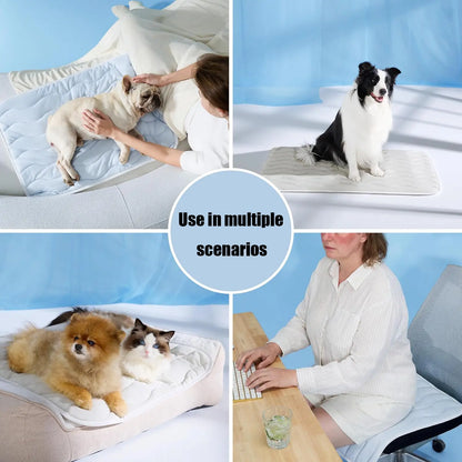 Cooling Pet Mat Eco-Friendly Cooling Pad for Large Dogs Pet Owners Pet and Cat House Use in Crate Tunk Camping Outdoors Portable Machine Washable Durable without Gel Outdoor Activities Summer Extra Large Pad for Small Big Dogs Cats