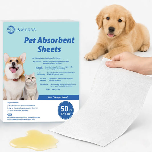 L&W BROS. Pet Absorbent Sheets, Not Traditional Pee Pads, Quick Absorbent Paper Towels for Dog Pee Stain & Odor Remover