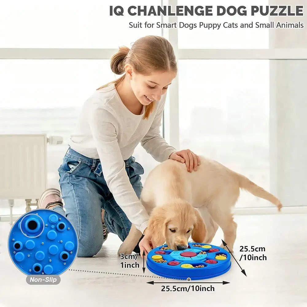 Dog Puzzle Toy Interactive Treat Dispenser, IQ Training & Mental Stimulation Feeder for Dogs and Cats, Slow Feeding Pet Toy, Mental Enrichment Toy