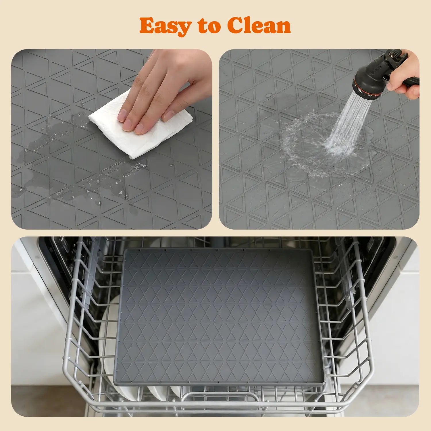 Pawtners 2-Pack Large Silicone Dog Food Mat with Raised Edge, Waterproof Non-Slip Pet Feeding Mat for Floors, Dog Bowl Mat for Food and Water, Spill Proof Cat & Dog Feeding Placemat, Easy Clean, 34 X 22, Gray