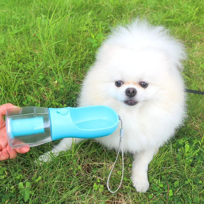 10Oz Bpa-Free ABS+PC Portable Dog Water Bottle, 3-In-1 Pet Travel Bowl Dispenser with 20Oz Capacity, 100G Snack Compartment & Built-In Poop Bag Holder, Summer Outdoor Walking Hiking Accessory for Large Dogs