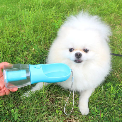 10Oz Bpa-Free ABS+PC Portable Dog Water Bottle, 3-In-1 Pet Travel Bowl Dispenser with 20Oz Capacity, 100G Snack Compartment & Built-In Poop Bag Holder, Summer Outdoor Walking Hiking Accessory for Large Dogs