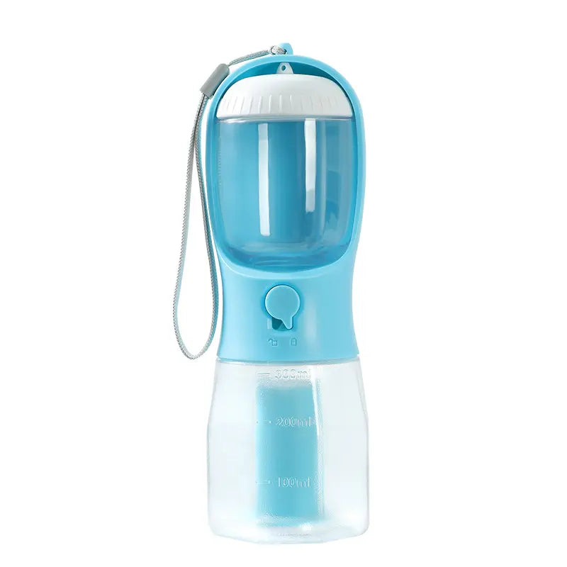 10Oz Bpa-Free ABS+PC Portable Dog Water Bottle, 3-In-1 Pet Travel Bowl Dispenser with 20Oz Capacity, 100G Snack Compartment & Built-In Poop Bag Holder, Summer Outdoor Walking Hiking Accessory for Large Dogs