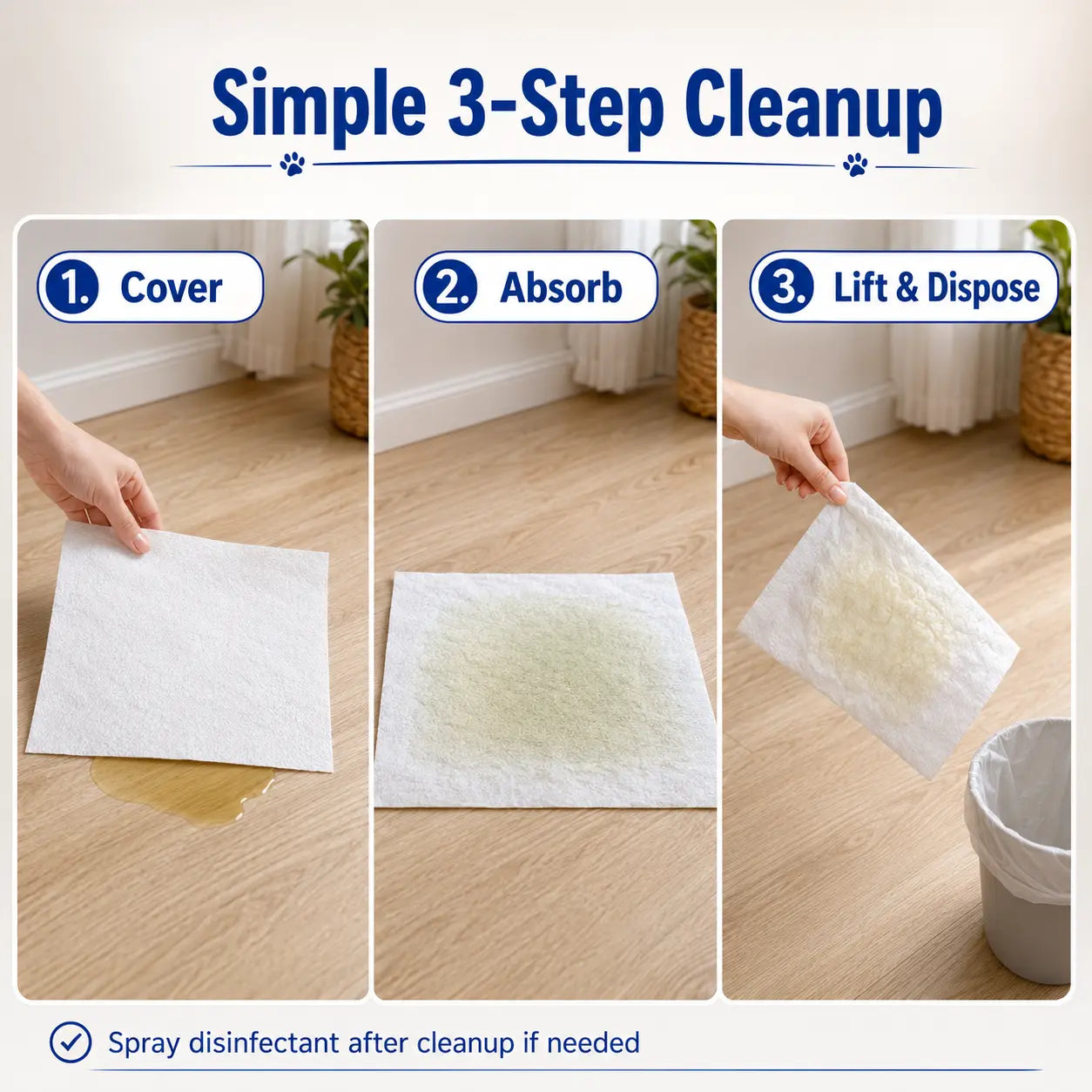 L&W BROS. Pet Absorbent Sheets, Not Traditional Pee Pads, Quick Absorbent Paper Towels for Dog Pee Stain & Odor Remover
